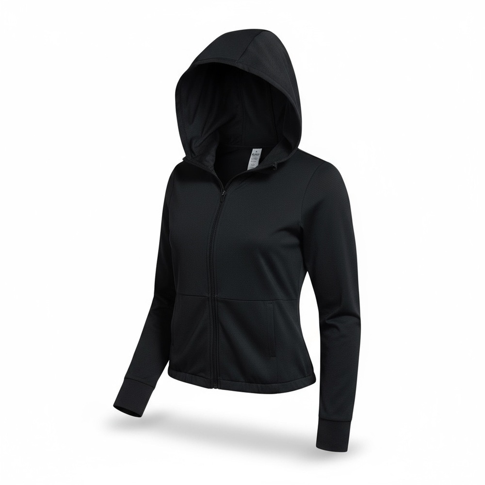 90 Degree By Reflex Girls Black Full Zip Hooded Jacket Athletic Size Large